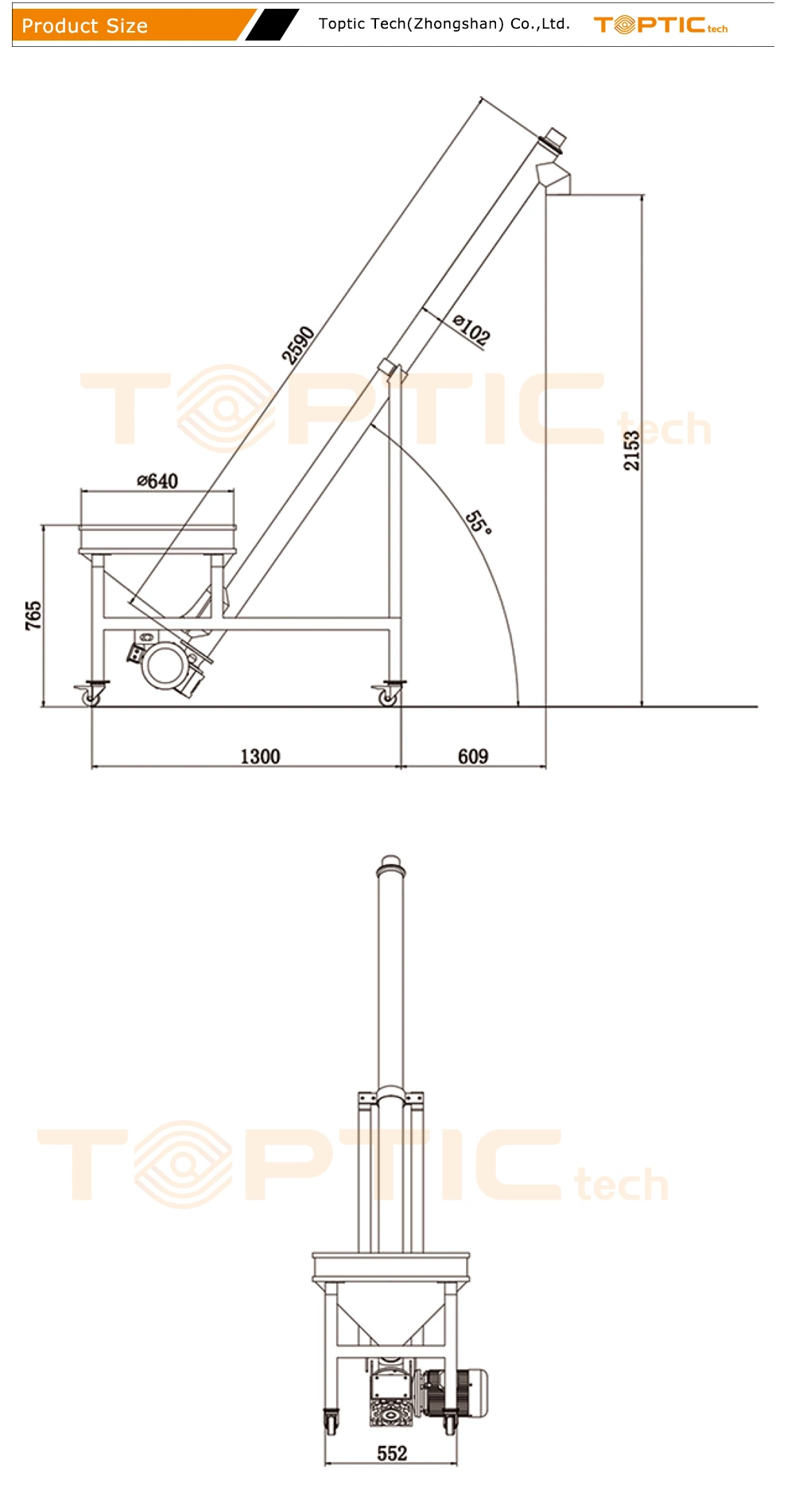 Tt-Sc-100/200 Inclined Hopper Powder Auger Screw Conveyor Feeder